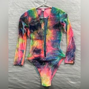 Velvet rainbow tie-dye bodysuit